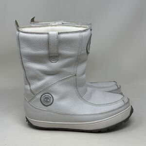 Timberland Boots Womens 9 M White Leather Mid Calf  Lined Winter Vintage Y2K